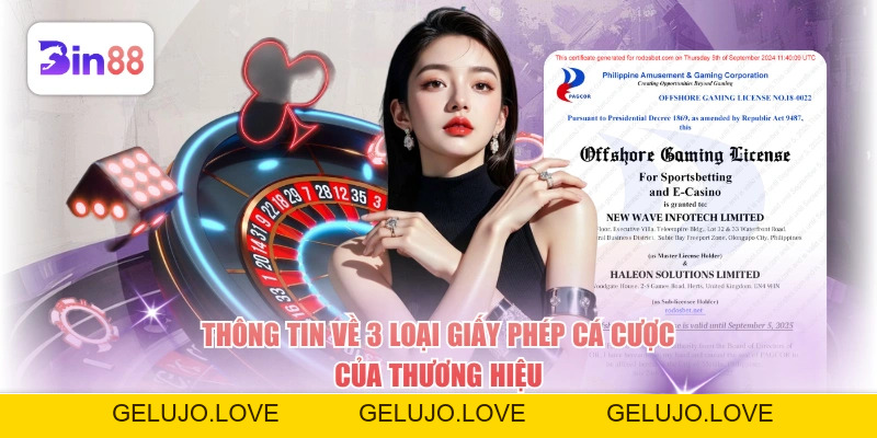 Thông tin về 3 loại giấy phép cá cược của thương hiệu